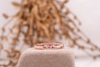 Ruby And Diamond 14k Rose Gold Stacking Wedding Band Women - Gigiscc