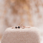Black Onyx Moon Stackable Engagement Ring - Gigiscc