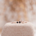 Black Onyx Moon Stackable Engagement Ring - Gigiscc