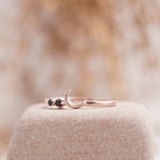 Black Onyx Moon Stackable Engagement Ring - Gigiscc