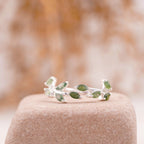 Leaf Moss Agate 925 Sterling Silver Wedding Band For Women - Gigiscc