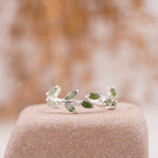 Leaf Moss Agate 925 Sterling Silver Wedding Band For Women - Gigiscc