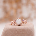 Moon Star Opal Engagement Ring with Amethyst Band - Gigiscc