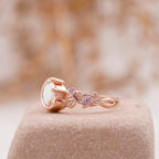 Moon Star Opal Engagement Ring with Amethyst Band - Gigiscc