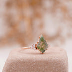 Kite Shaped Moss Agate Engagement Ring - Gigiscc