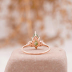 Kite Shaped Moss Agate Engagement Ring - Gigiscc