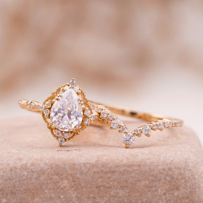Pear Moissanite Bridal Engagement Ring