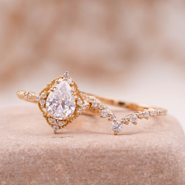 Pear Moissanite Bridal Engagement Ring