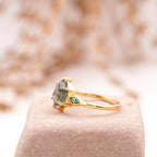 Kite Emerald Moss Agate Hexagon Engagement Ring - Gigiscc