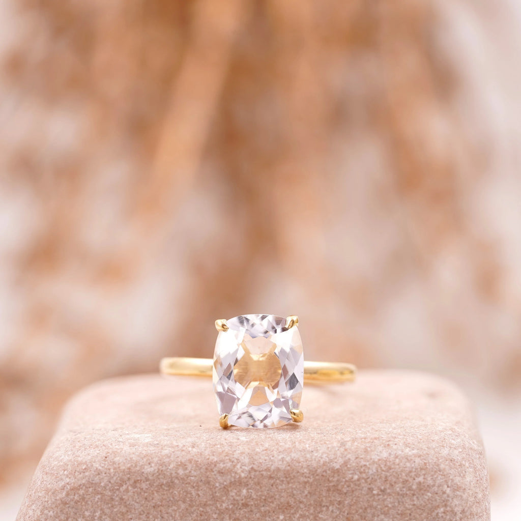 Moissanite Cushion Cut Stacking Gold Engagement Ring - Gigiscc