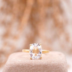 Moissanite Cushion Cut Stacking Gold Engagement Ring - Gigiscc