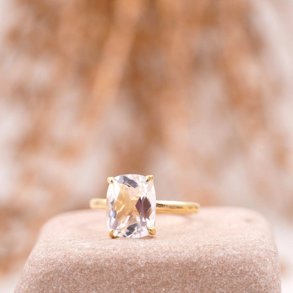 Moissanite Cushion Cut Stacking Gold Engagement Ring - Gigiscc