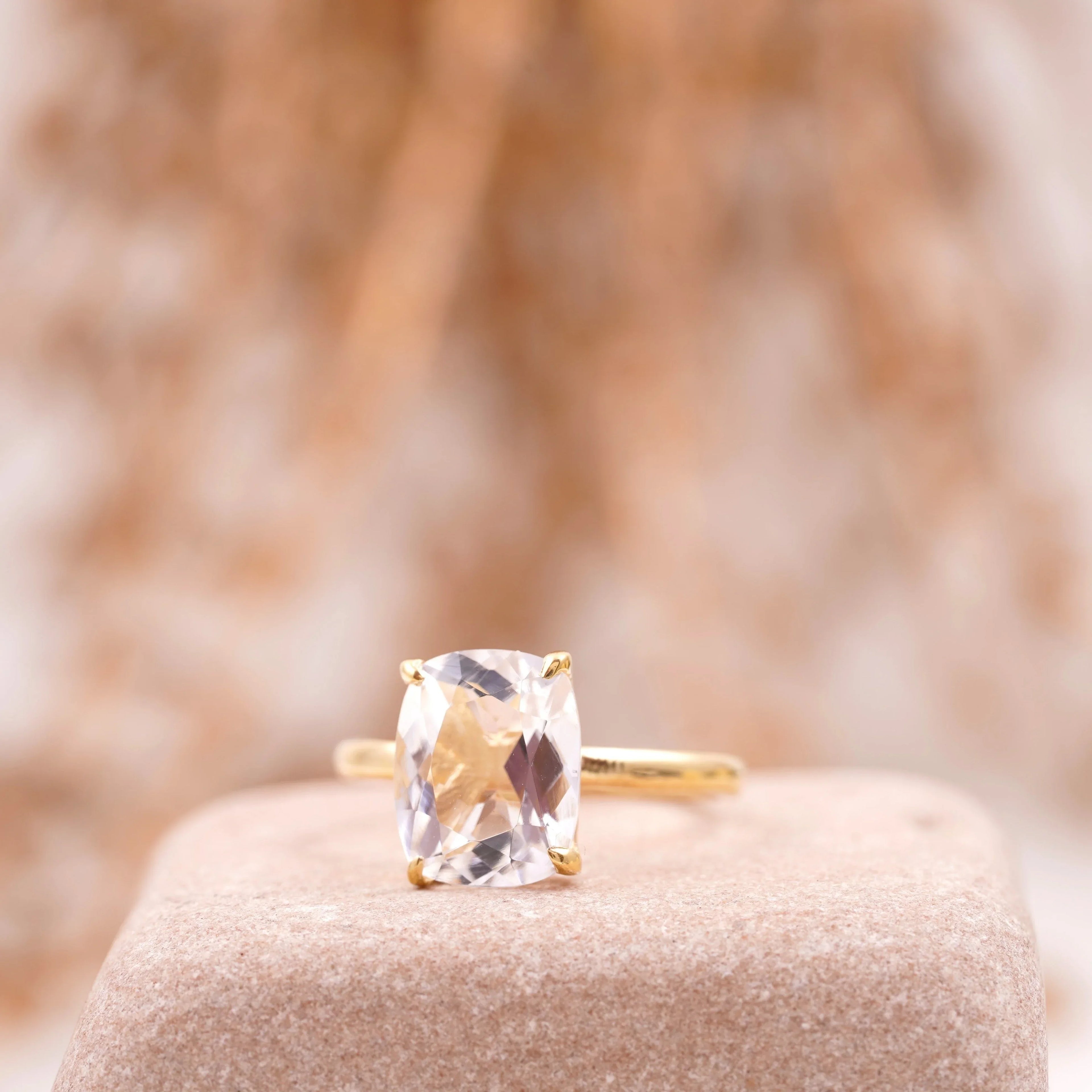 Moissanite Cushion Cut Stacking Gold Engagement Ring - Gigiscc