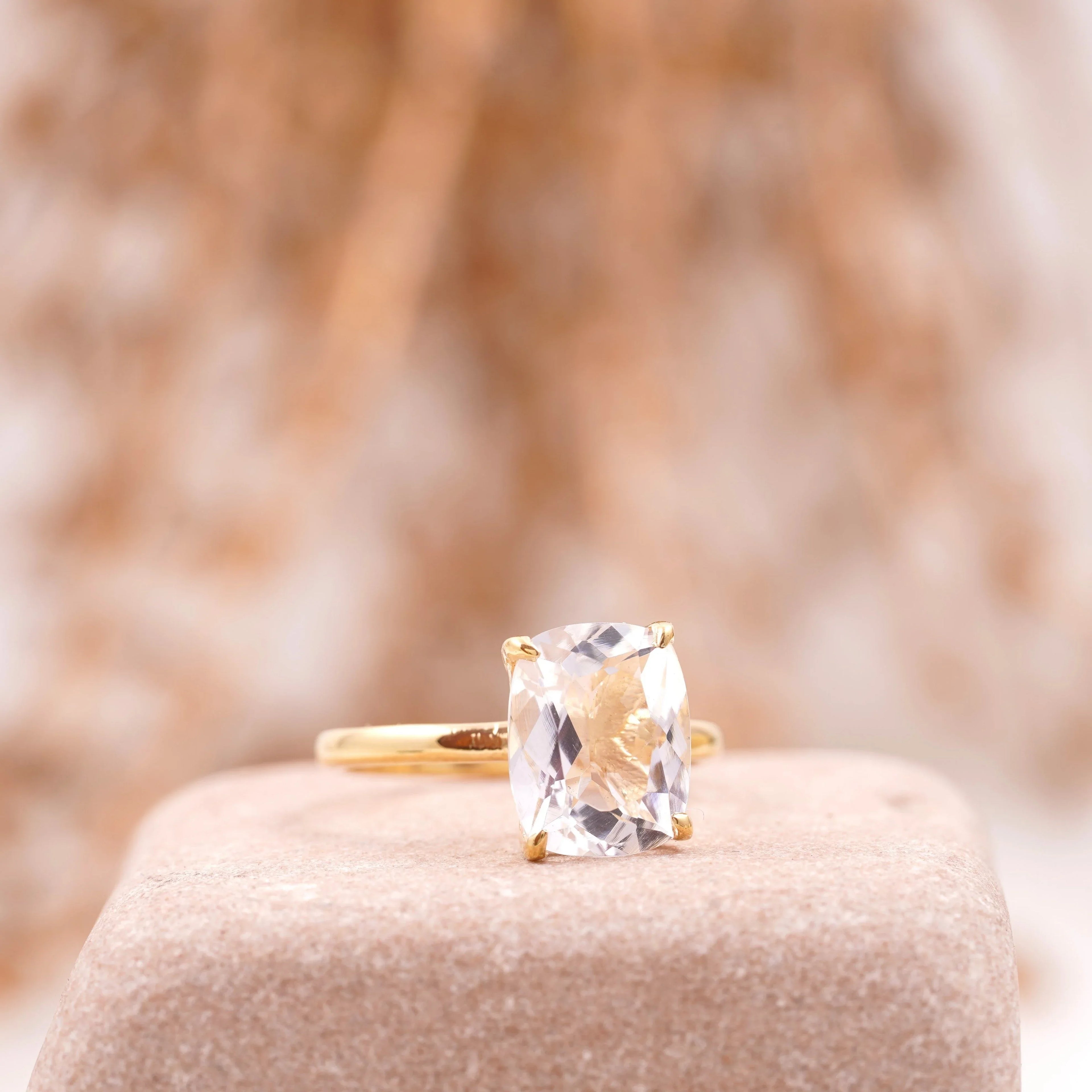 Moissanite Cushion Cut Stacking Gold Engagement Ring - Gigiscc