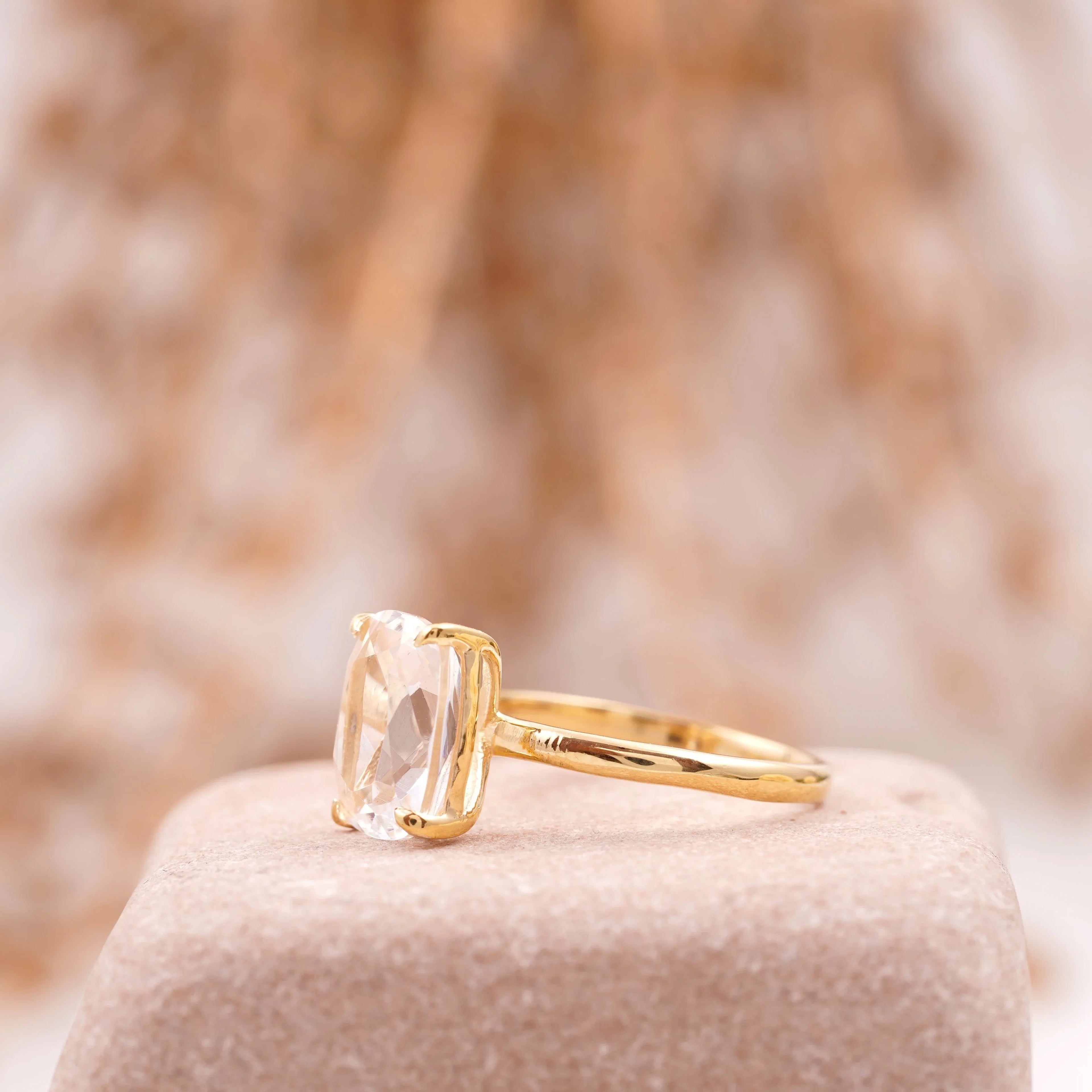 Moissanite Cushion Cut Stacking Gold Engagement Ring - Gigiscc