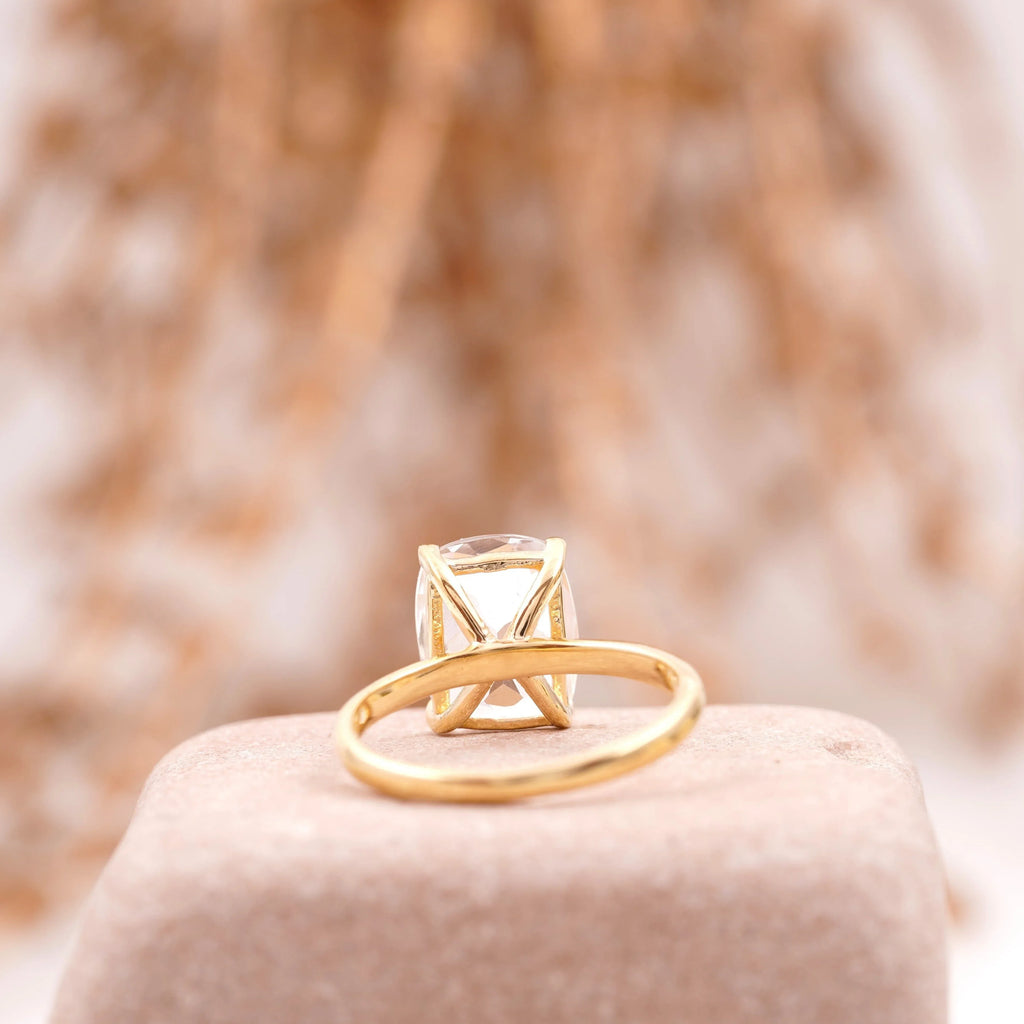 Moissanite Cushion Cut Stacking Gold Engagement Ring - Gigiscc
