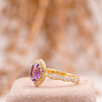 Oval Amethyst Halo Diamond Engagement Ring - Gigiscc