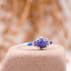Vintage Blue Star Sapphire Silver Engagement Ring - Gigiscc