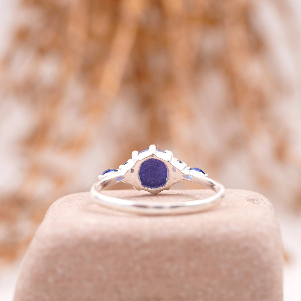 Vintage Blue Star Sapphire Silver Engagement Ring - Gigiscc
