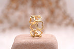 Heart Shaped Solid Gold Stacking Wedding Band - Gigiscc