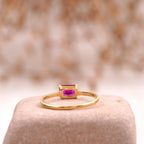 Baguette Cut Ruby 14K Solid Gold Stacking Ring For Women - Gigiscc