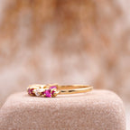 Marquise Cut Ruby Stacking Band 14k Solid Gold Wedding Band - Gigiscc
