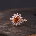 Victoria Citrine Floral CZ Engagement Ring - Gigiscc