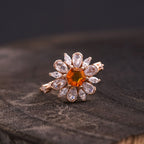 Victoria Citrine Floral CZ Engagement Ring - Gigiscc