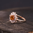 Victoria Citrine Floral CZ Engagement Ring - Gigiscc