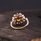 Victoria Citrine Floral CZ Engagement Ring - Gigiscc