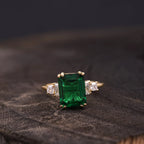Emerald CZ Diamond Gold Engagement Ring - Gigiscc
