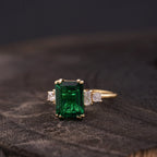 Emerald CZ Diamond Gold Engagement Ring - Gigiscc