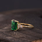 Emerald CZ Diamond Gold Engagement Ring - Gigiscc