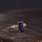 Blue Sapphire Cluster Engagement Ring - Gigiscc