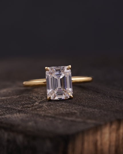 Emerald Cut Moissanite Diamond Solitaire Engagement