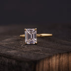 Emerald Cut Moissanite Diamond Solitaire Engagement - Gigiscc