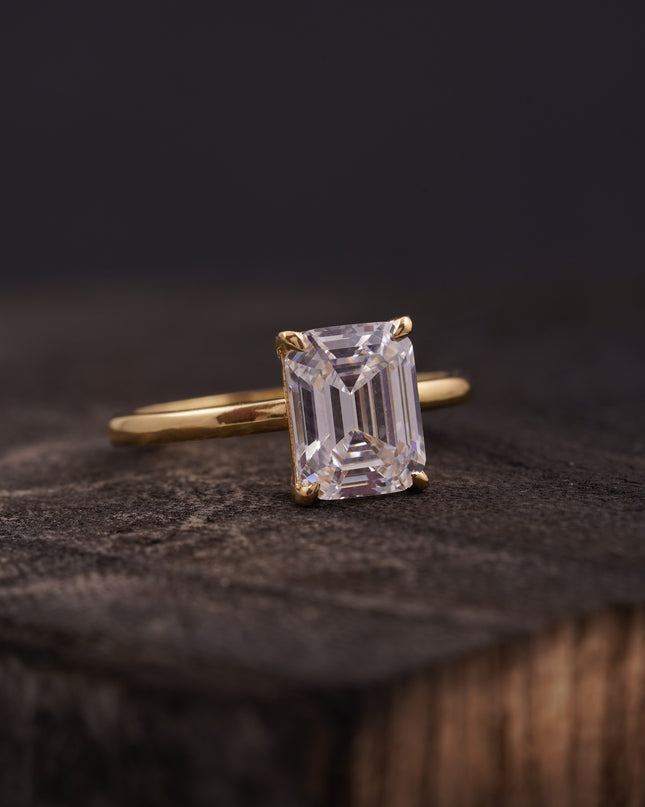 Emerald Cut Moissanite Diamond Solitaire Engagement