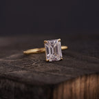 Emerald Cut Moissanite Diamond Solitaire Engagement - Gigiscc