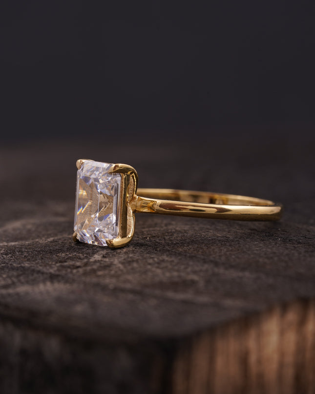 Emerald Cut Moissanite Diamond Solitaire Engagement