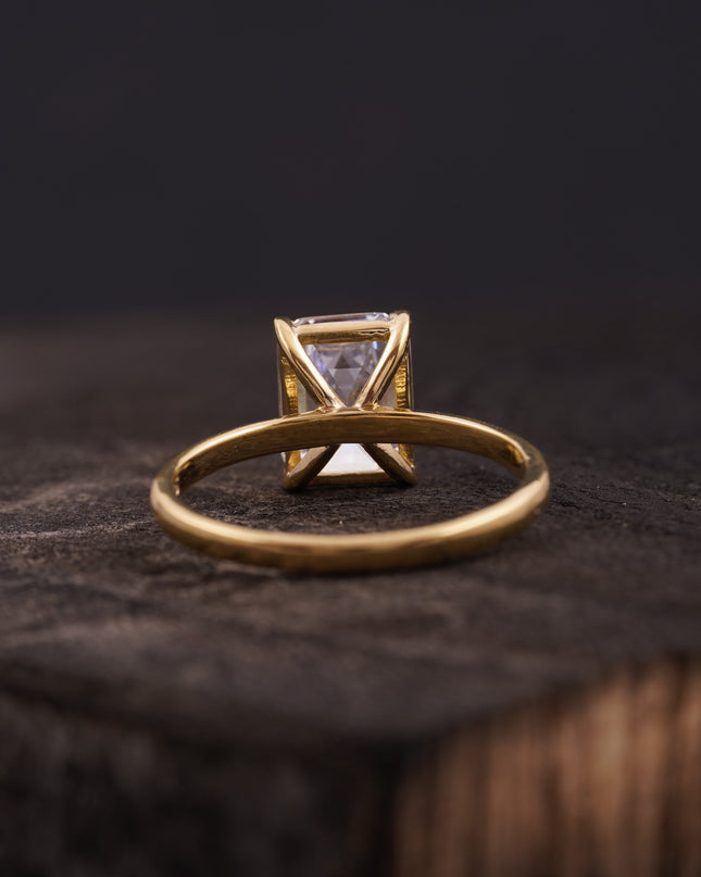 Emerald Cut Moissanite Diamond Solitaire Engagement