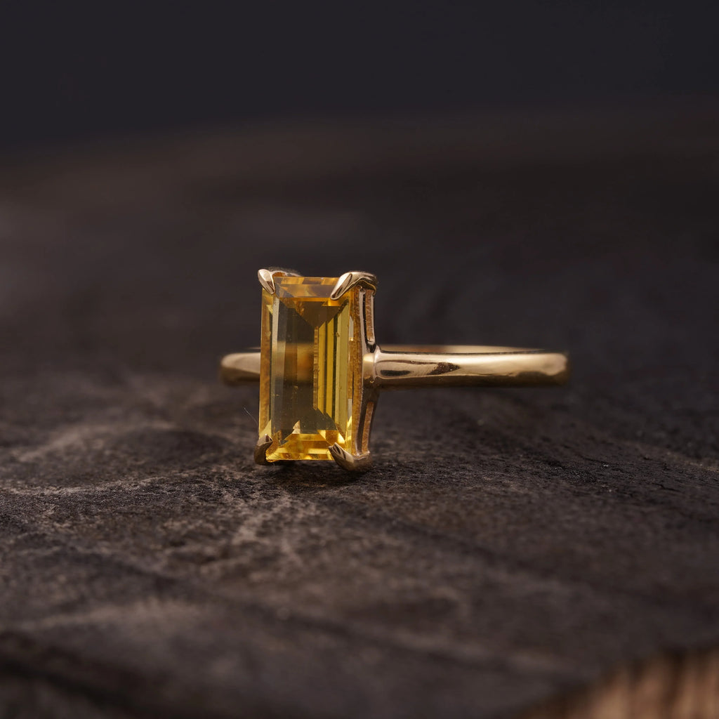 Baguette Citrine Engagement Ring | November Birthstone Jewelry - Gigiscc