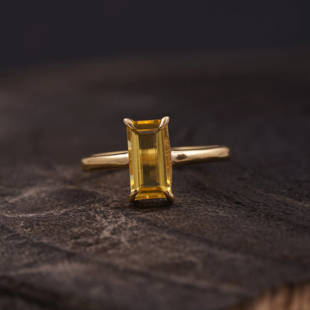 Baguette Citrine Engagement Ring | November Birthstone Jewelry - Gigiscc