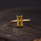 Baguette Citrine Engagement Ring | November Birthstone Jewelry - Gigiscc
