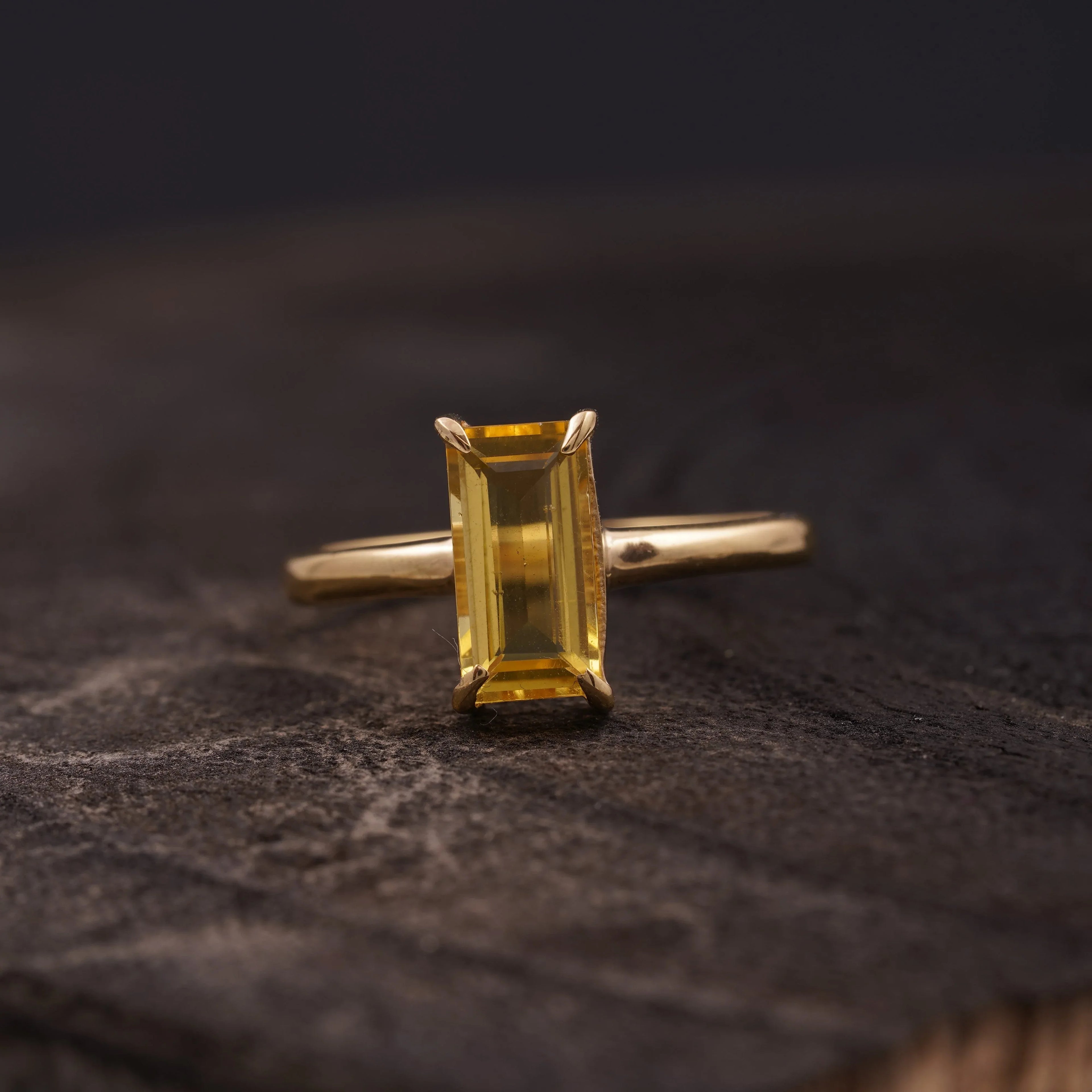 Baguette Citrine Engagement Ring | November Birthstone Jewelry - Gigiscc