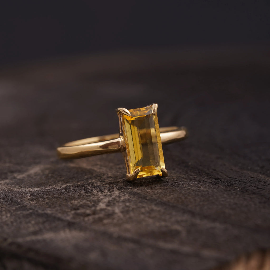 Baguette Citrine Engagement Ring | November Birthstone Jewelry - Gigiscc