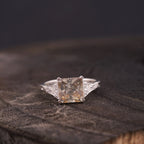 Asscher Cut Peach Moissanite Diamond Ring - Gigiscc