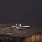 Dainty Heart Aquamarine Stacking Ring - Gigiscc