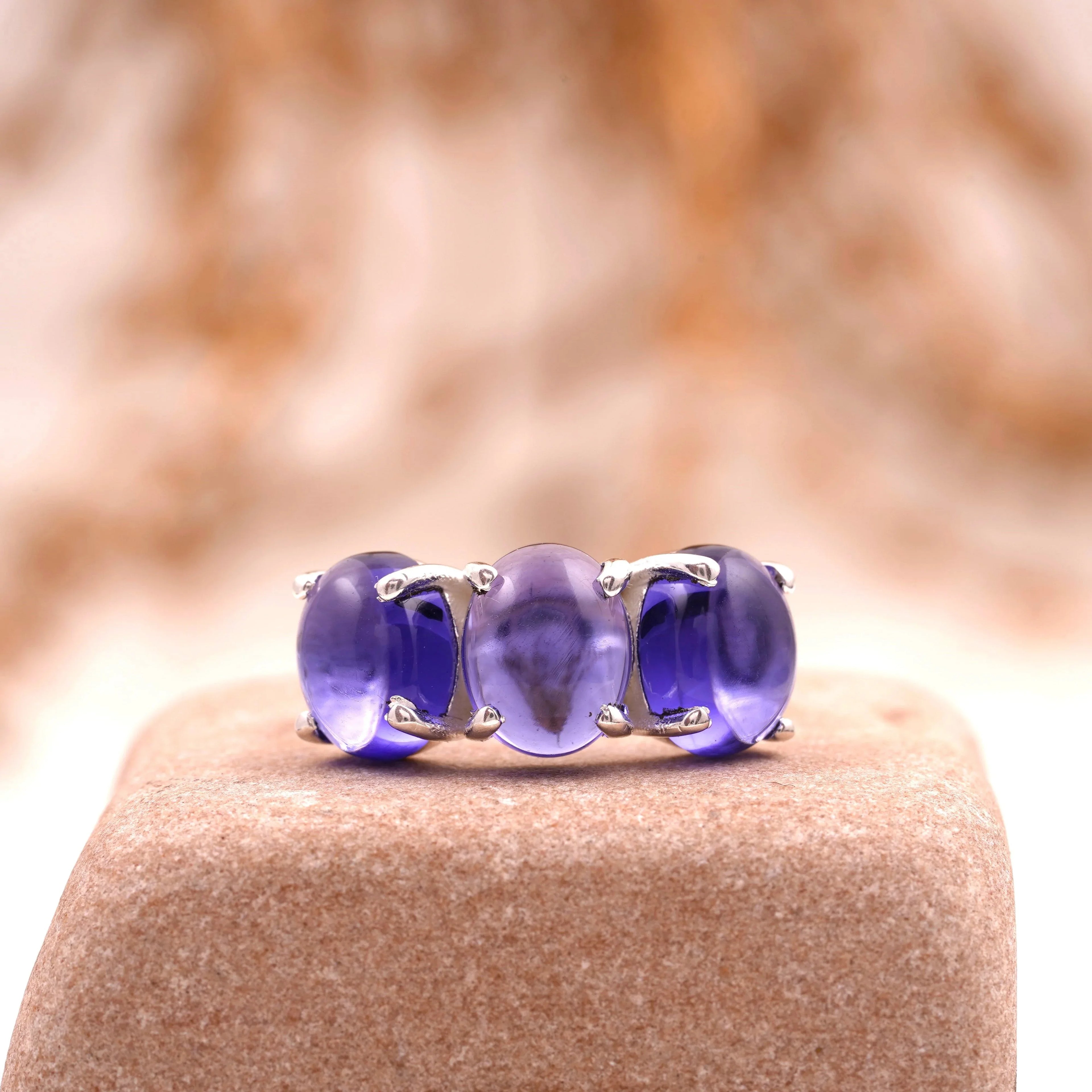 Tanzanite Stacking Three Stone Engagement Ring - Gigiscc