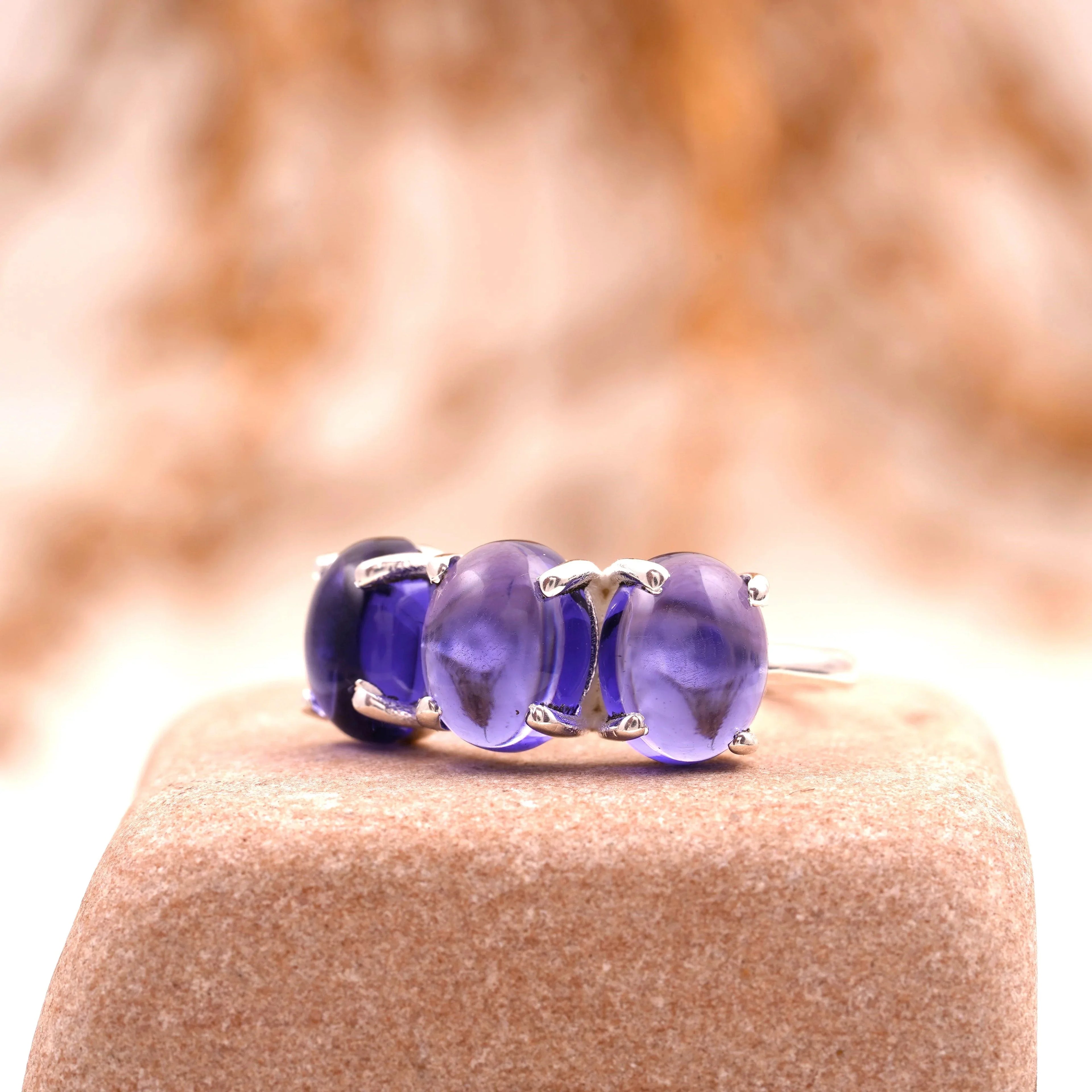 Tanzanite Stacking Three Stone Engagement Ring - Gigiscc