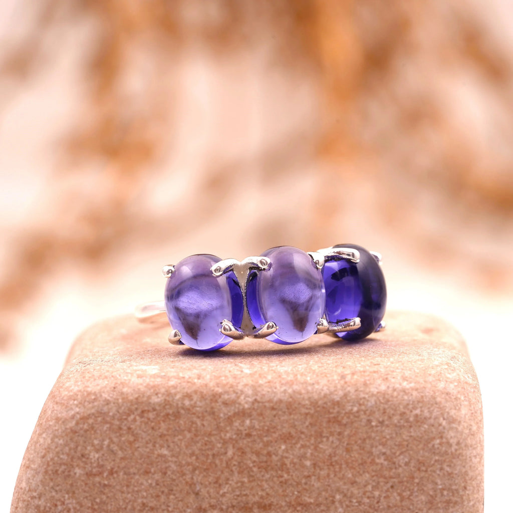 Tanzanite Stacking Three Stone Engagement Ring - Gigiscc